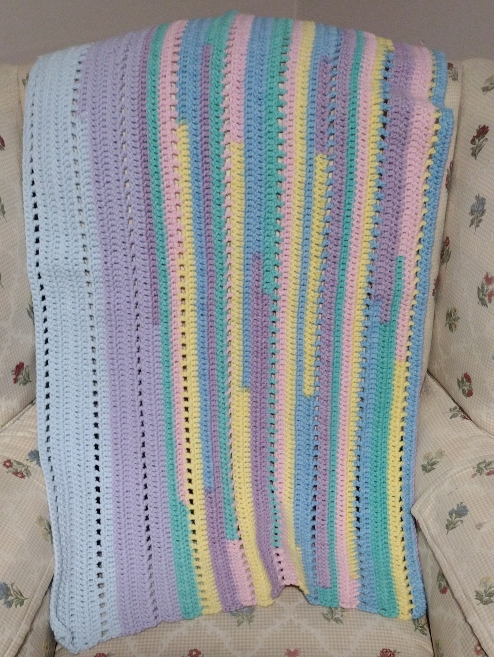 Handcrafted Striped Crochet Lap Afghan